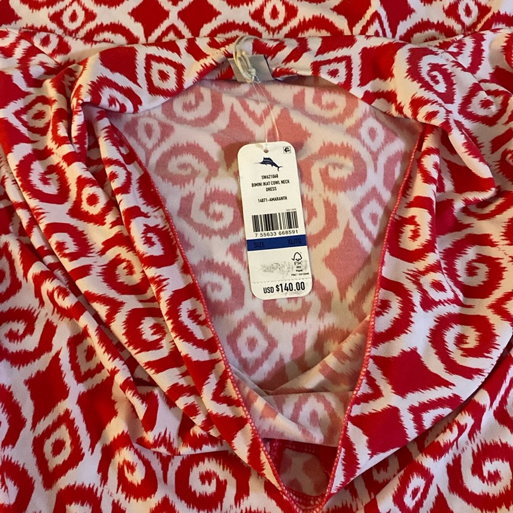 Tommy Bahama Hot Pink and White Ikat Mini Dress